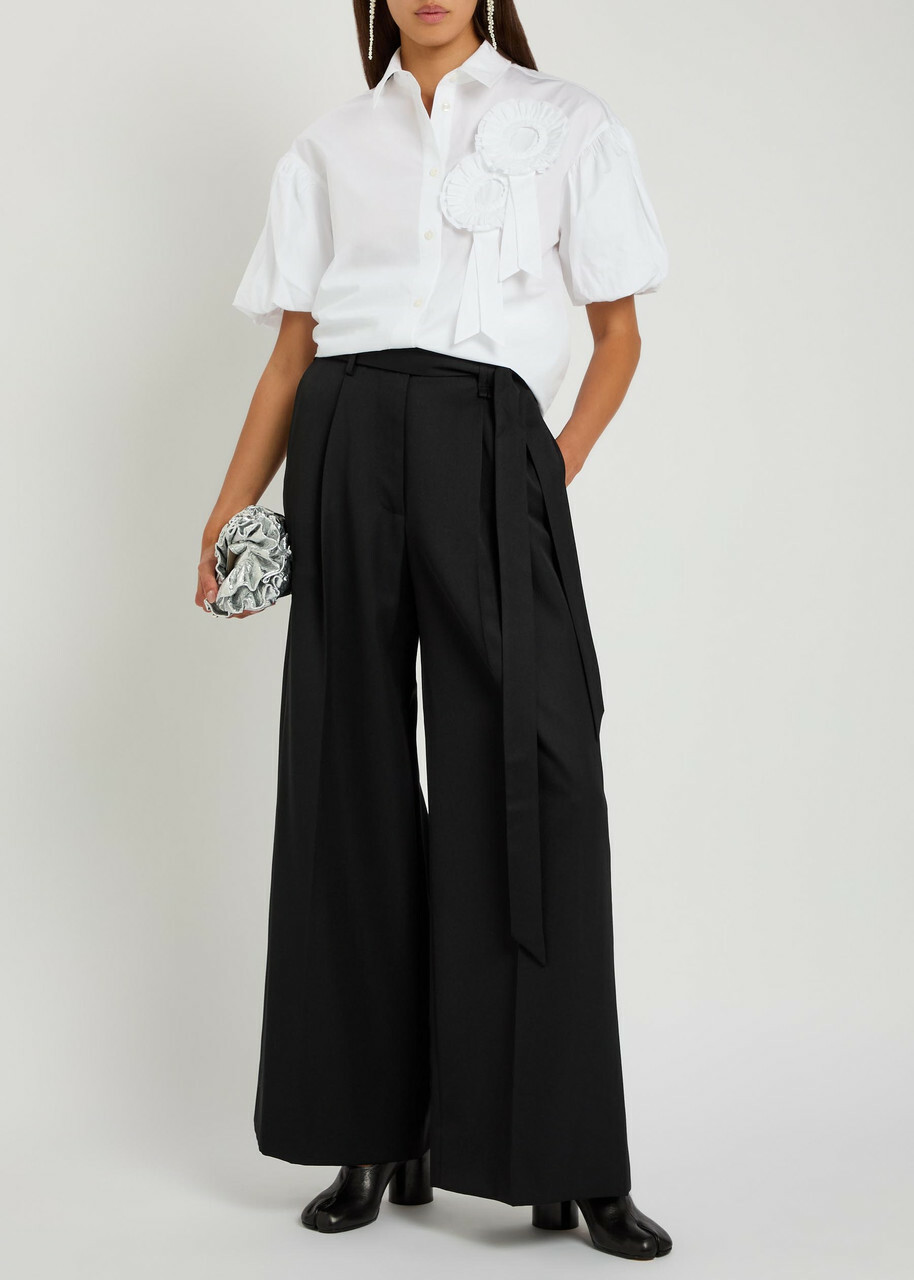 Simone Rocha Belted Wide-leg Trousers Black