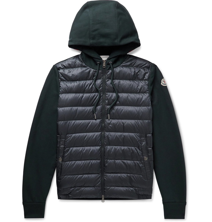 Photo: Moncler - Pannelled Quilted Shell Down and Cotton-Jersey Hooded Jacket - Blue