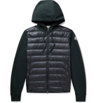 Moncler - Pannelled Quilted Shell Down and Cotton-Jersey Hooded Jacket - Blue