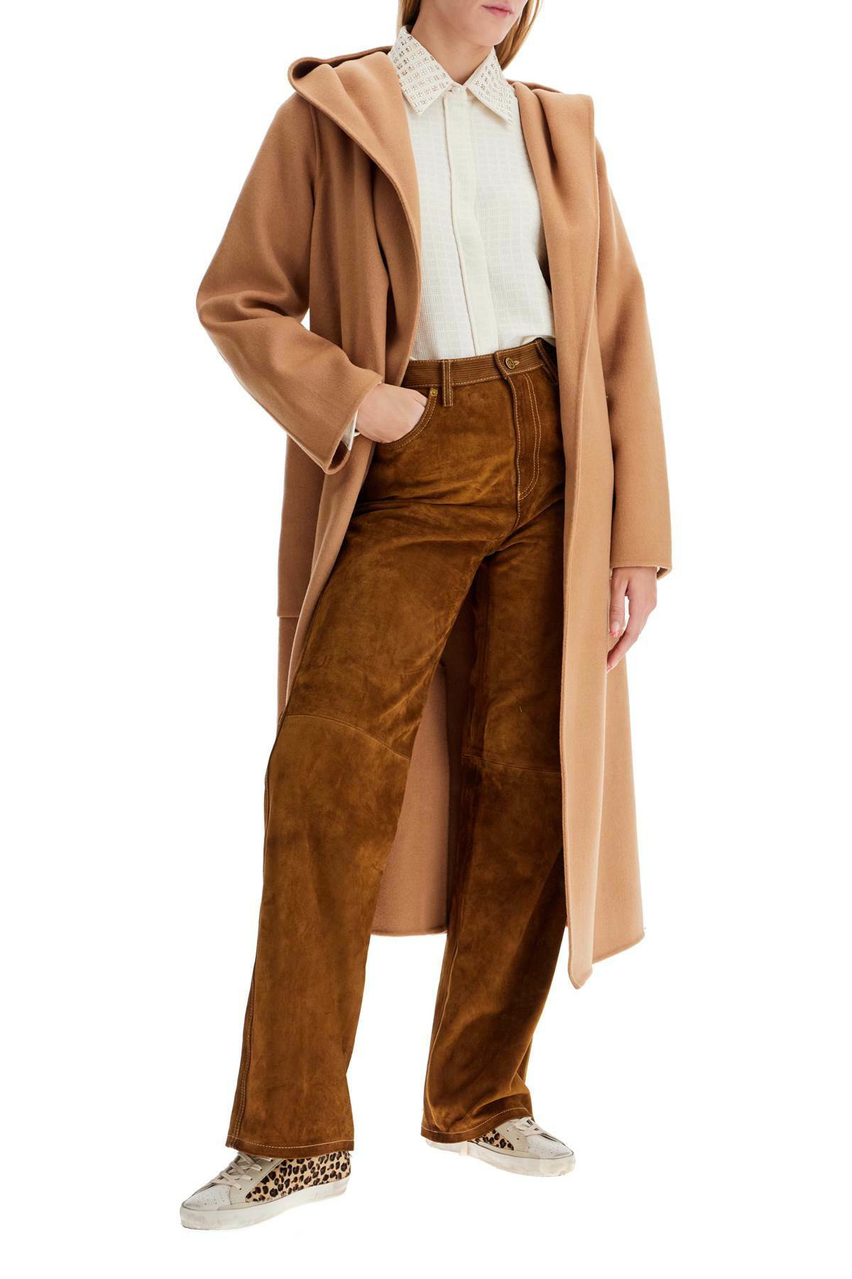 GOLDEN GOOSE suede leather pants for men Brown Golden Goose