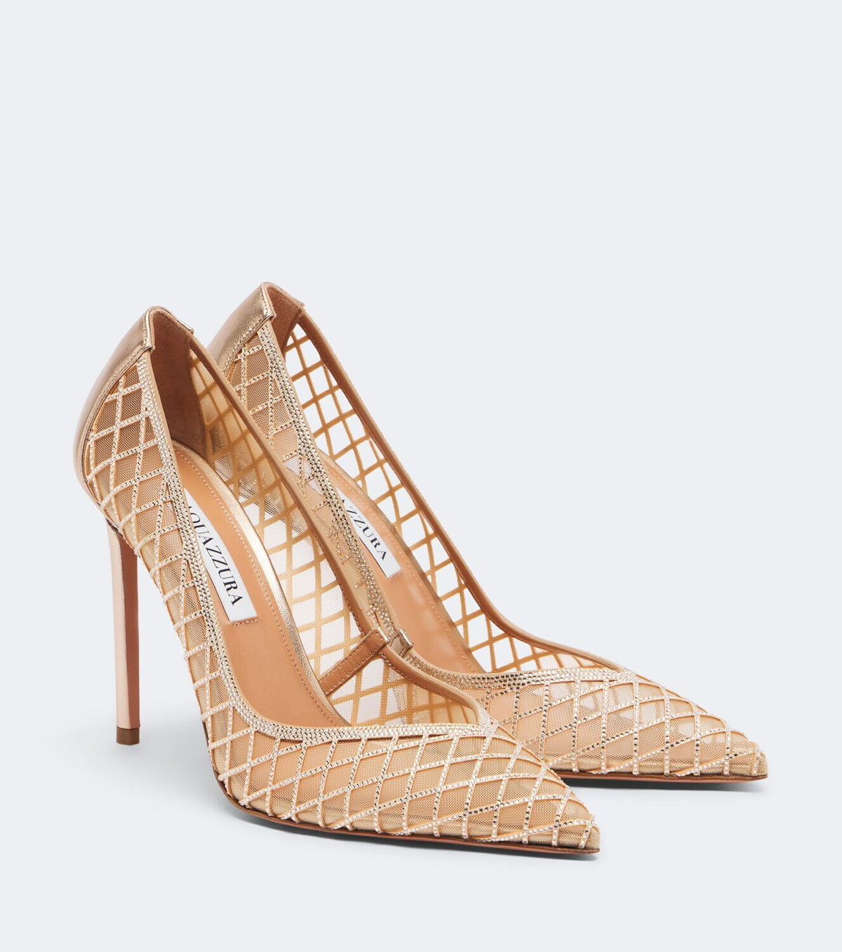 Aquazzura Lumiere embellished mesh pumps