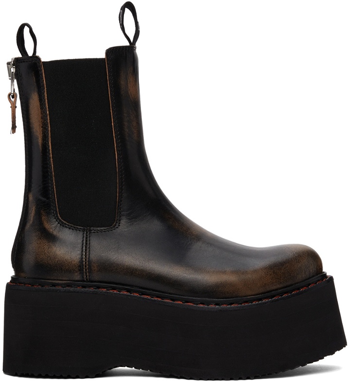 Photo: R13 Black Double Stack Smudge Chelsea Boots