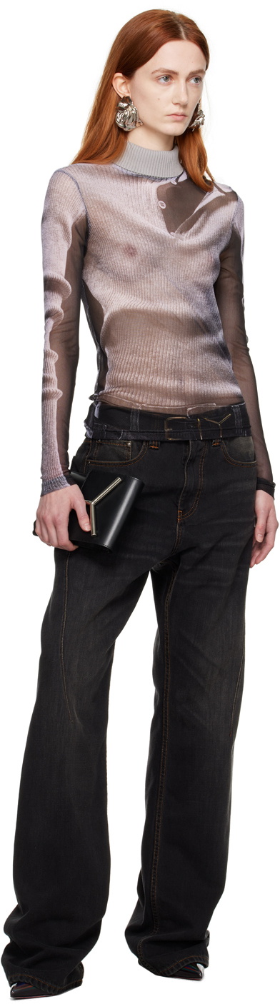 Y/Project Gray Jean Paul Gaultier Edition Trompe L'Oeil Turtleneck