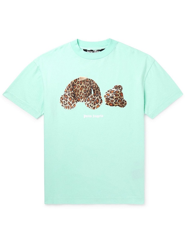 Photo: Palm Angels - Logo-Print Cotton-Jersey T-Shirt - Green