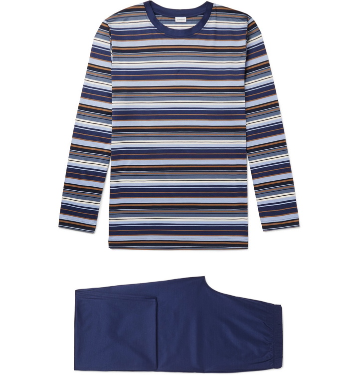 Photo: Zimmerli - Striped Cotton-Jersey Pyjama Set - Blue
