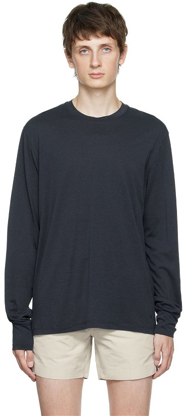 Photo: TOM FORD Navy Embroidered Long Sleeve T-Shirt