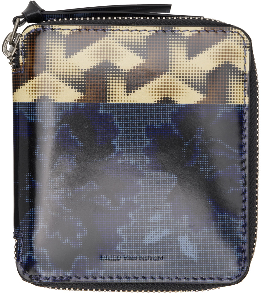 Dries Van Noten Navy & Beige Zip Wallet Dries Van Noten