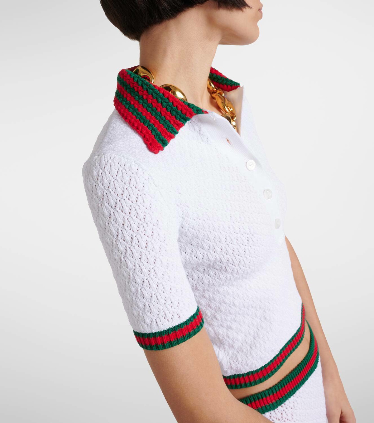 美品✨ GUCCI グッチ LOVELIGHT COTTON POLO TOP Cotton polo shirt with Web in grey | GUCCI® US
