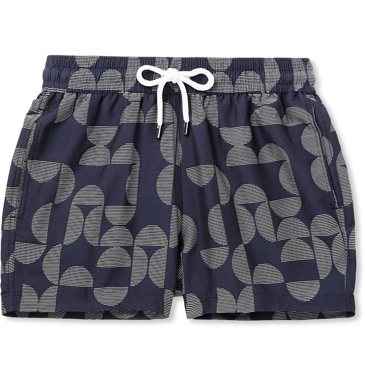 Photo: Frescobol Carioca - Short-Length Printed Swim Shorts - Blue