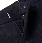 Alexander McQueen - Navy Tapered Shell-Trimmed Virgin Wool Trousers - Navy