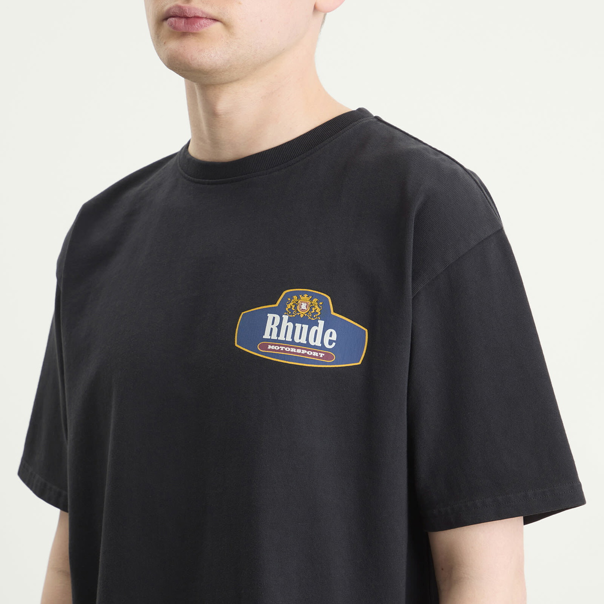Rhude Men's Racing Crest T-Shirt in Vintage Black/Navy