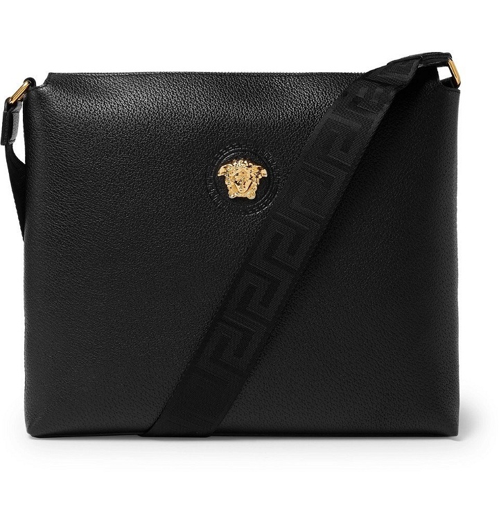 Photo: Versace - Logo-Detailed Full-Grain Leather Messenger Bag - Men - Black