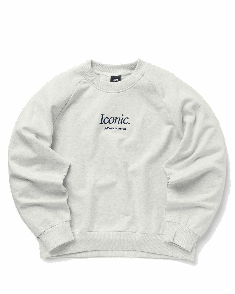 Photo: New Balance Icono Graphic Crew Sweatshirt White - Womens - Sweatshirts