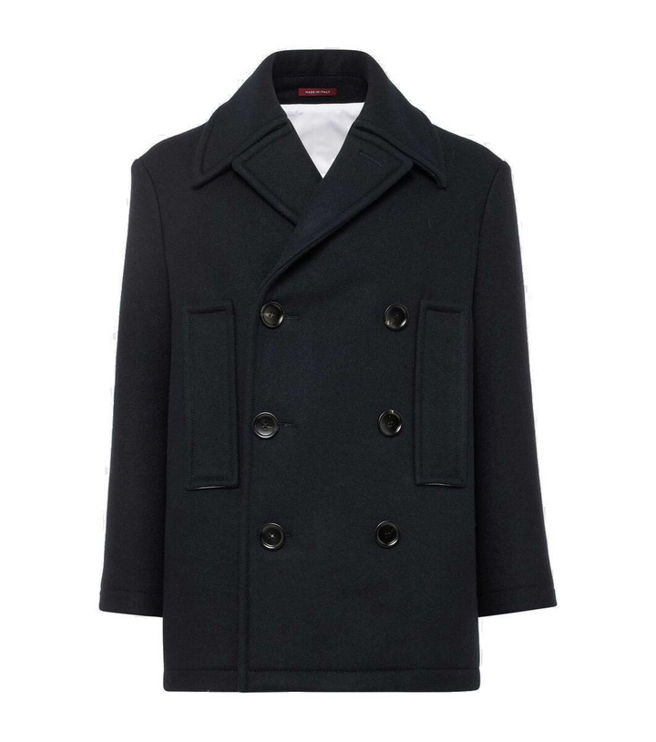 Photo: Gucci Web Stripe double-breasted wool peacoat
