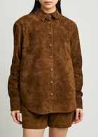 Aexae Panelled Suede Shirt Brown