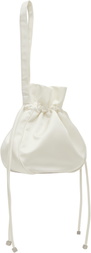 Blumarine SSENSE Exclusive White Satin Rhinestone Logo Pouch