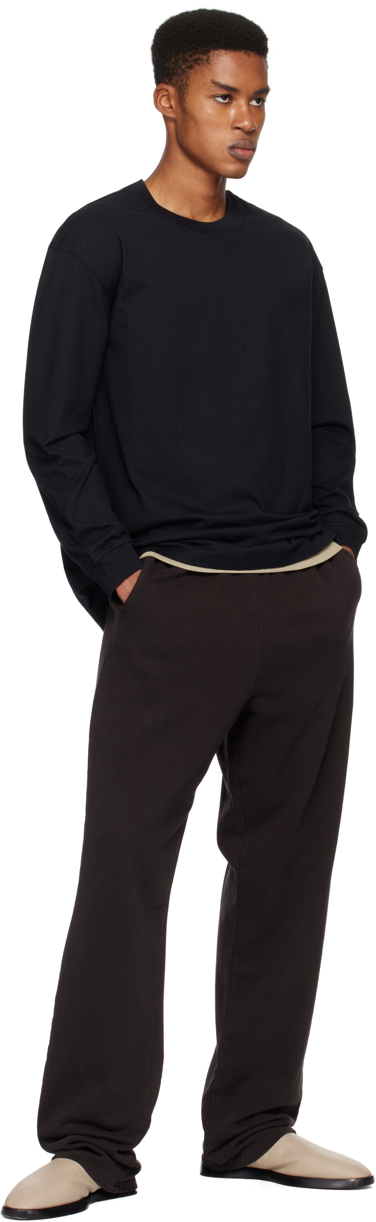 SKIMS Black Heavyweight Cotton Relaxed Long Sleeve T-shirt