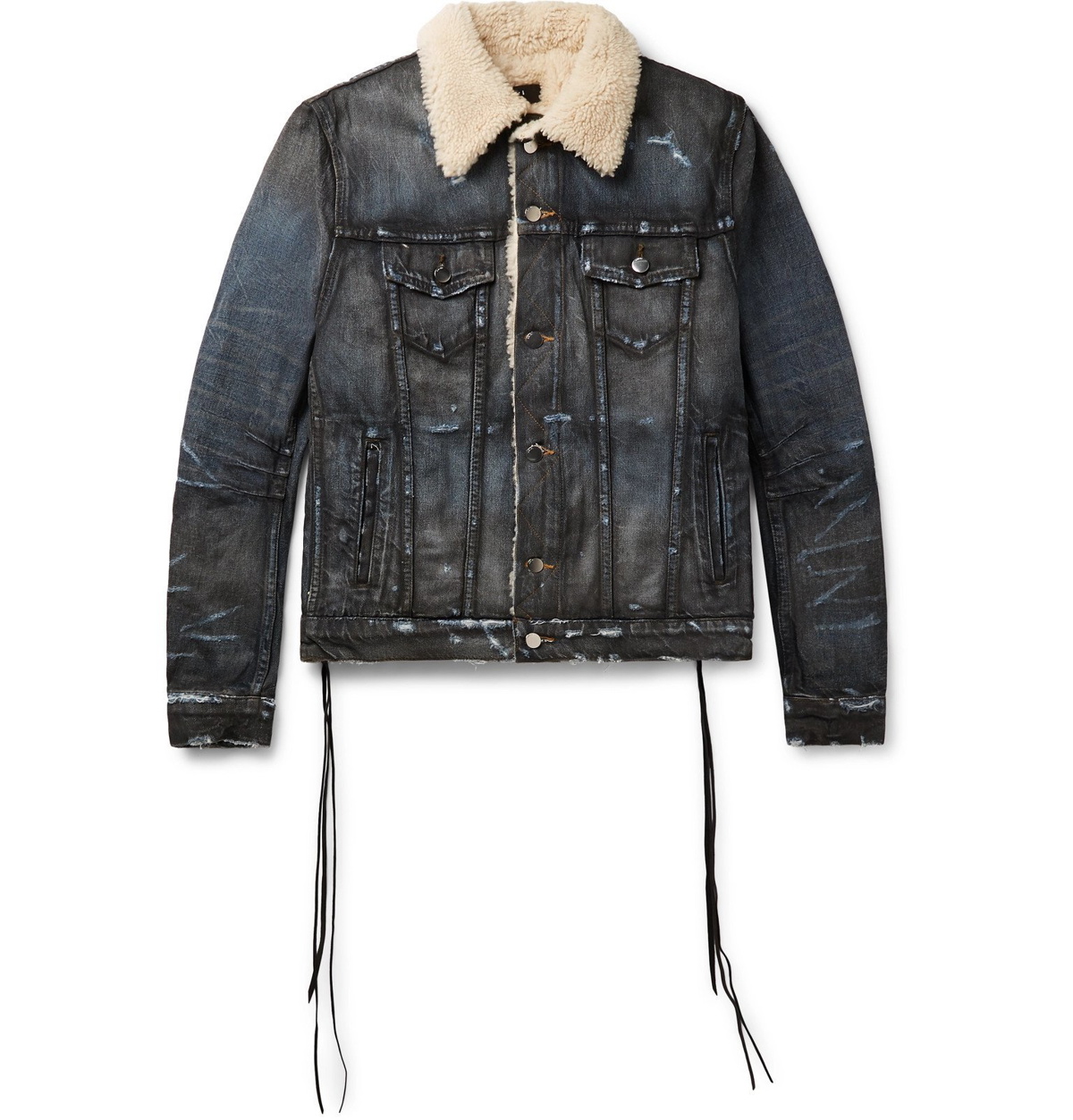 MEN SHEARLING- DISTRESSED BLUE DENIM STYLE SHEARLING