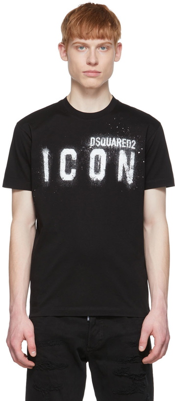 Photo: Dsquared2 Black 'Icon' Spray T-Shirt