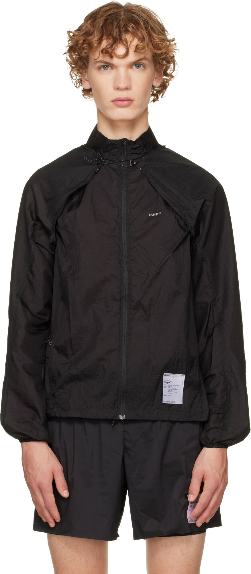 Satisfy Black Rippy Modular Windbreaker Jacket