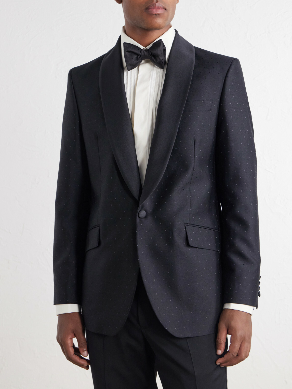 Favourbrook - Polka-Dots Wool and Silk-Blend Tuxedo Jacket - Black