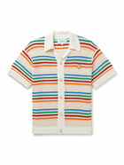 Casablanca - Logo-Appliquéd Striped Crocheted Cotton Shirt - White