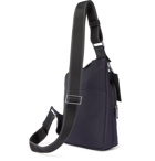 HUGO BOSS - Textured Leather-Trimmed Shell Messenger Bag - Blue