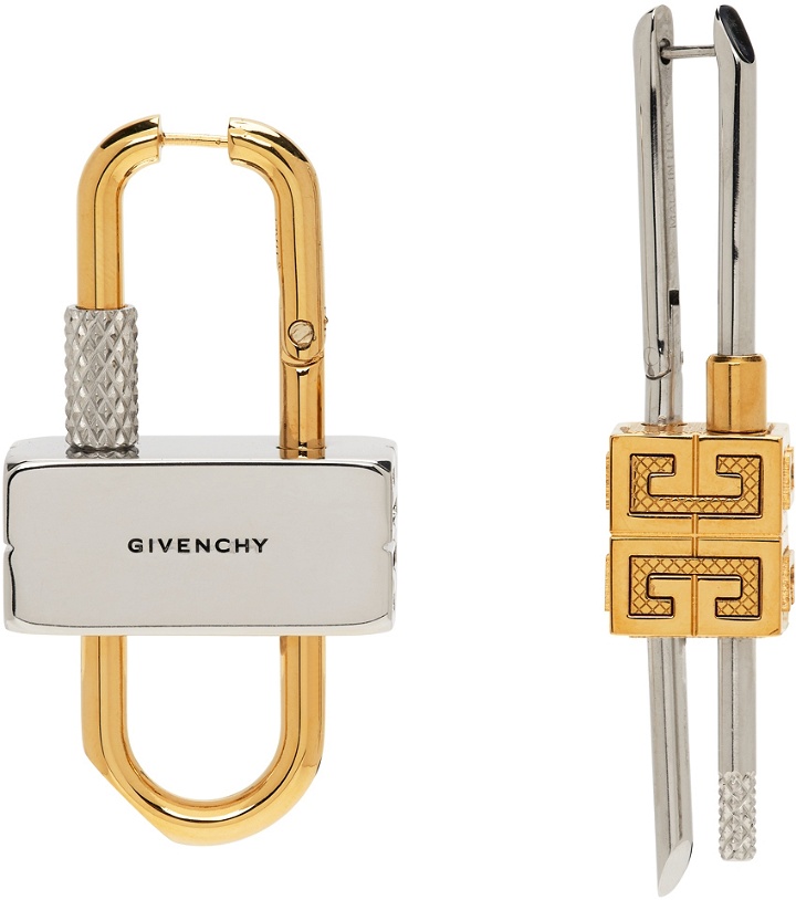 Photo: Givenchy Silver & Gold Lock Earrings
