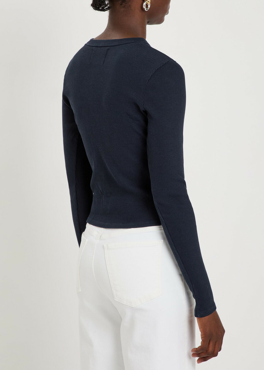Citizens OF Humanity Kari Ribbed Cotton-blend Cardigan Navy