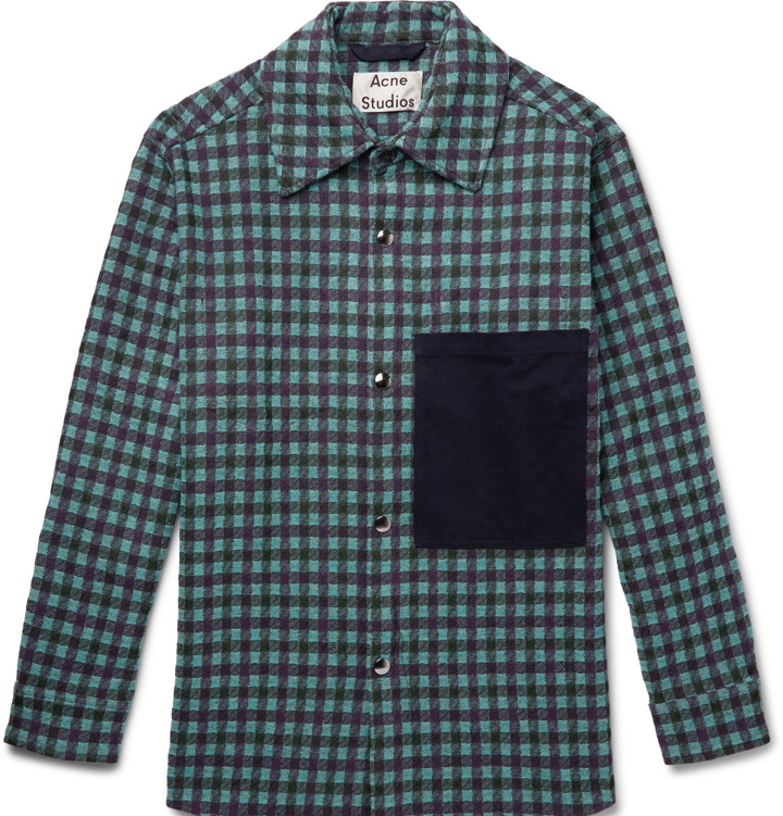 Photo: Acne Studios - Oversized Twill-Trimmed Checked Flannel Overshirt - Purple