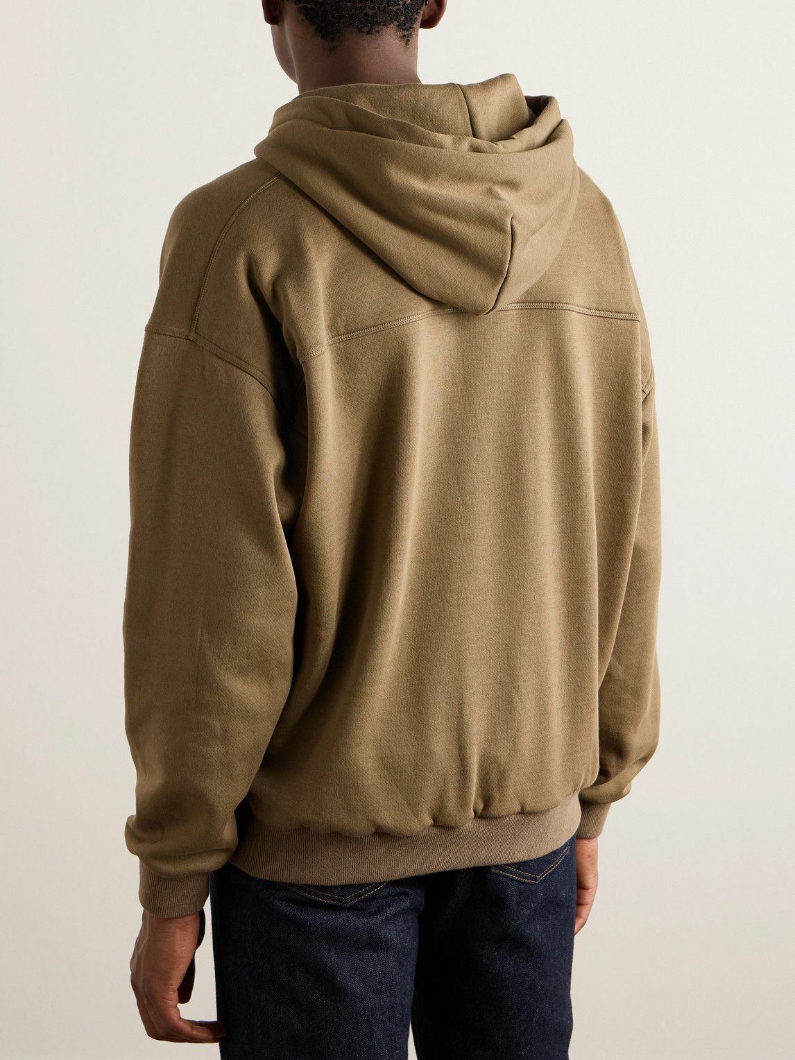 Zegna - Logo-Embroidered Cotton-Blend Jersey Hoodie - Neutrals