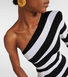 Balmain Asymmetric striped gown