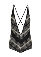 Missoni Striped Open-back Mesh Swimsuit White And Black