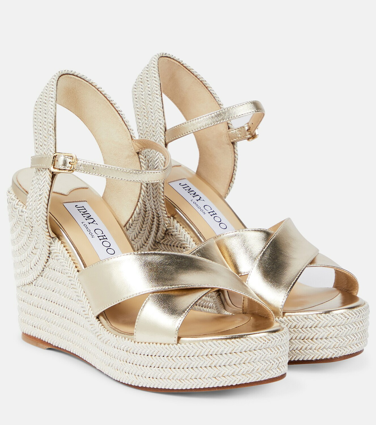 Jimmy Choo - Dellena 100 metallic leather wedge sandals Jimmy Choo