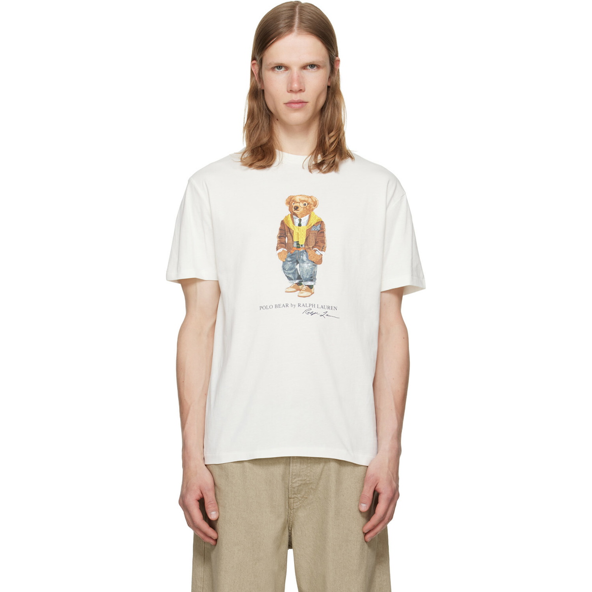Polo Ralph Lauren Off-White Classic Fit Polo Bear Jersey T-shirt
