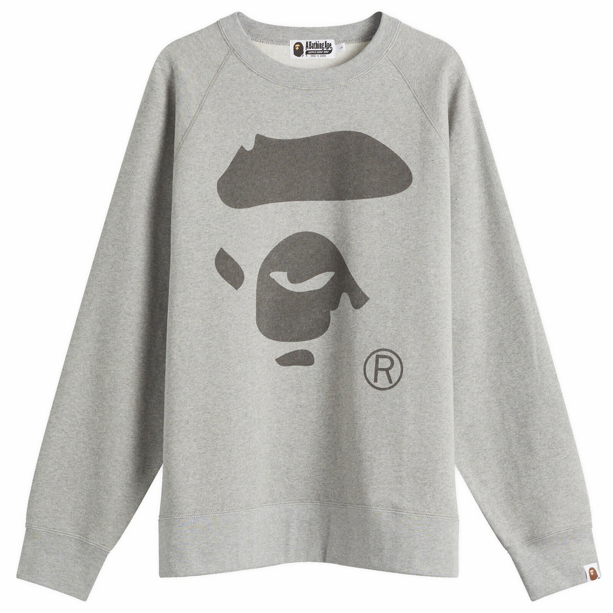 A Bathing Ape Men's Ape Face Crewneck Sweatshirt in Gray