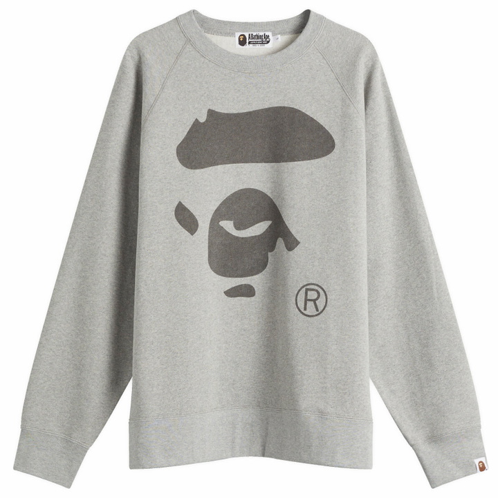 Photo: A Bathing Ape Men's Ape Face Crewneck Sweatshirt in Gray