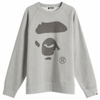 A Bathing Ape Men's Ape Face Crewneck Sweatshirt in Gray
