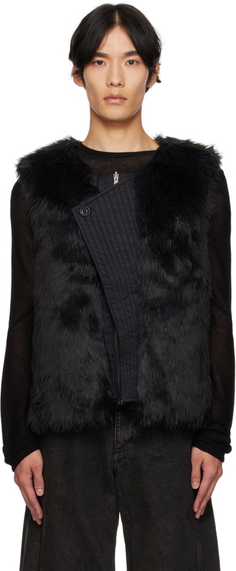 Photo: Andersson Bell Black Curved Placket Reversible Faux-Fur Vest