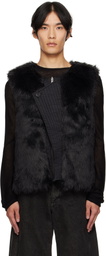Andersson Bell Black Curved Placket Reversible Faux-Fur Vest
