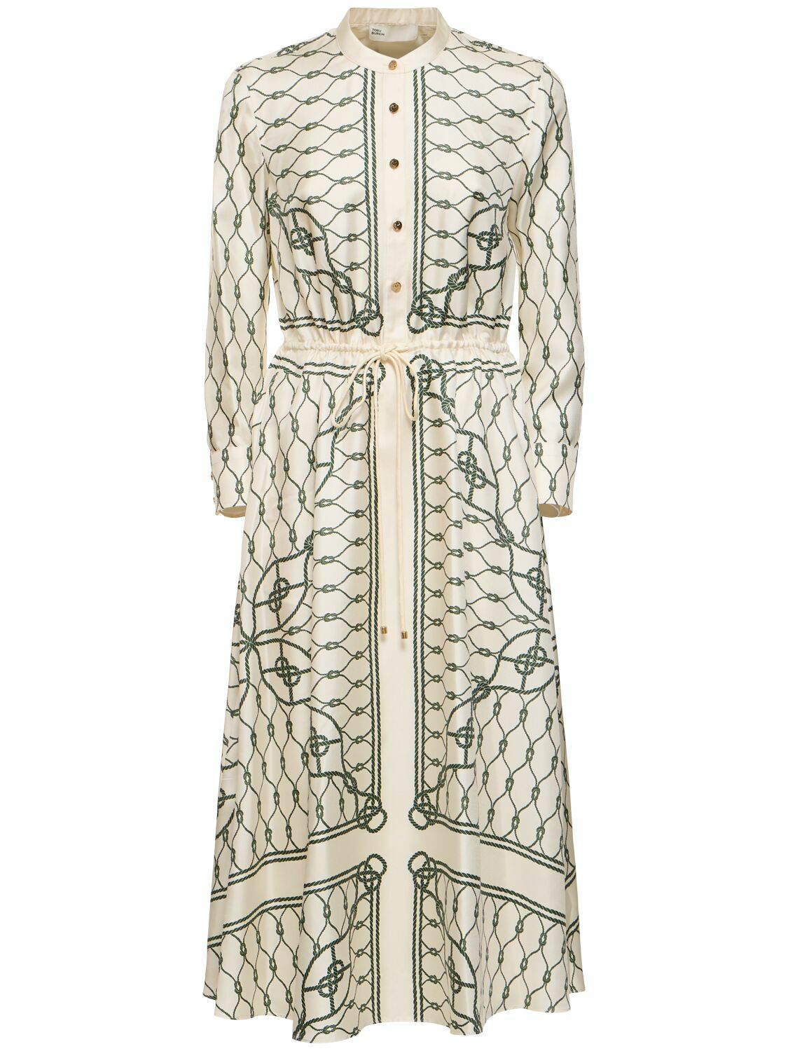 TORY BURCH Printed Silk Long Shirt Dress