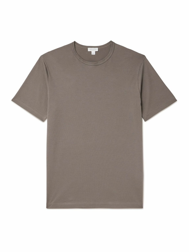 Photo: Sunspel - Slim-Fit Cotton-Jersey T-Shirt - Brown