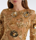 Rachel Gilbert Pierre embellished floral-appliqué gown