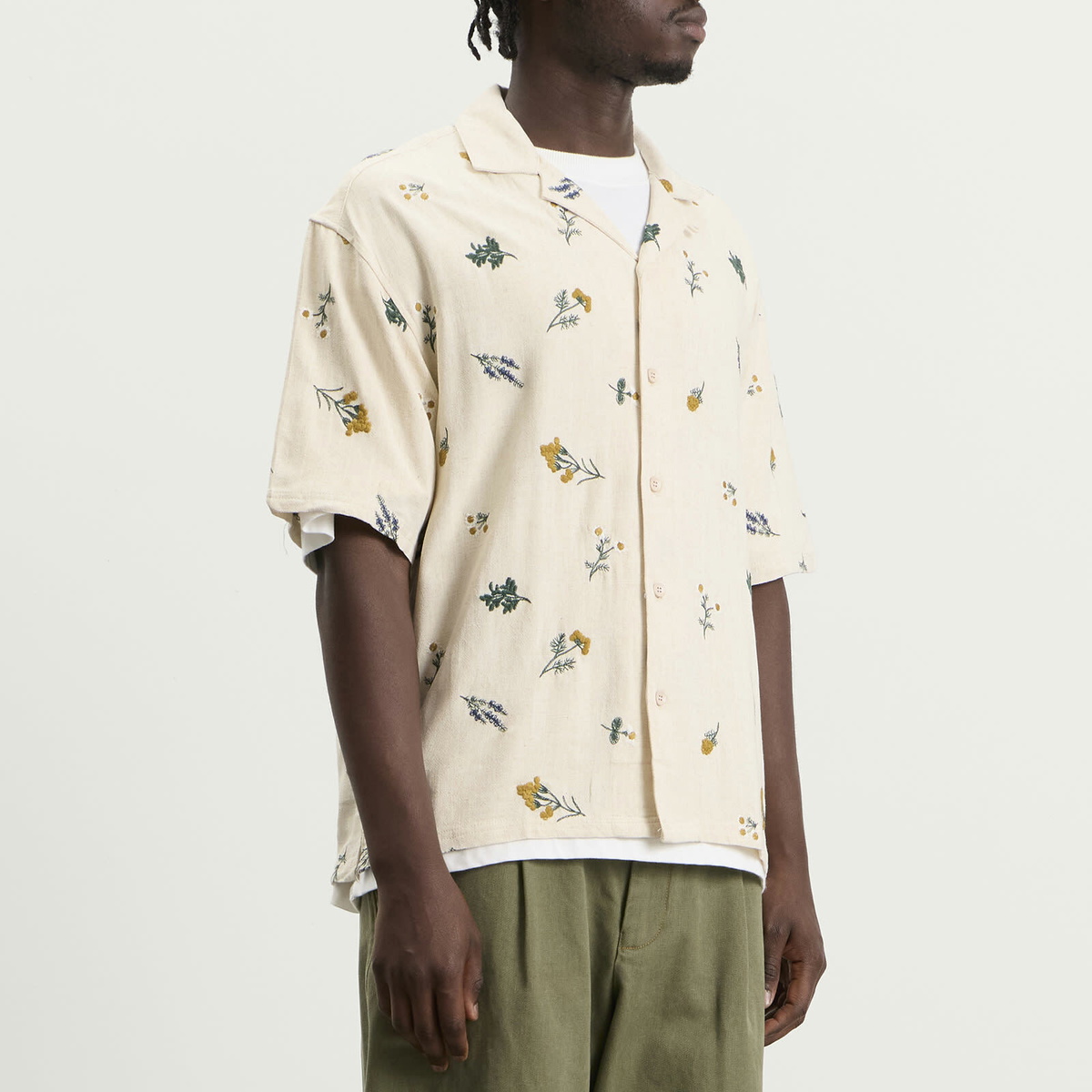 Bound Men's Botanic Shirt in Ecru