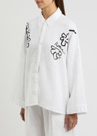 Faithfull The Brand Rossa Printed Linen Shirt White And Black