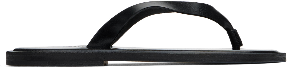 AURALEE Black Leather Tong Flip-Flops