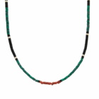Mikia Men's Heishi Bead Necklace in Malachite/Jet