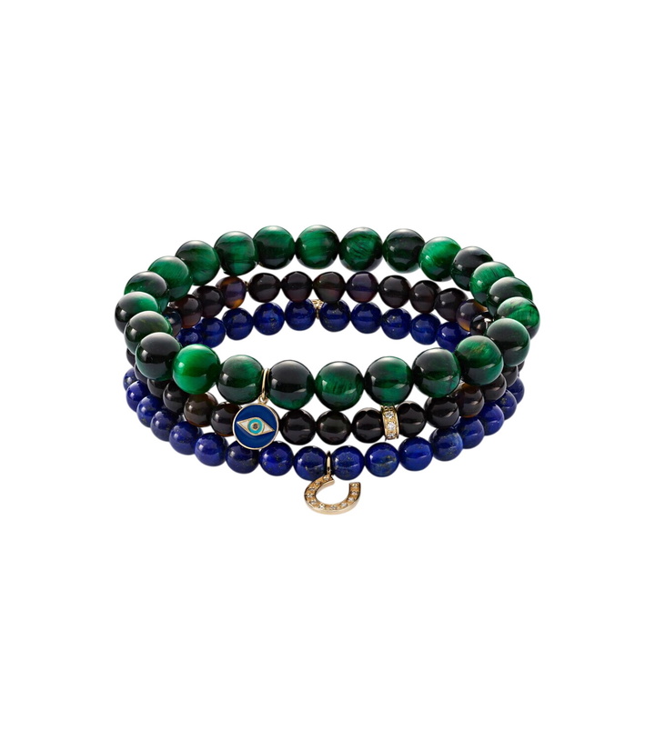 Photo: Sydney Evan Set of 3 14kt gold beaded bracelets with gemstones