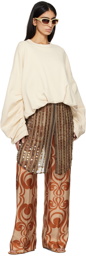 Dries Van Noten Brown & Beige Sequinned Midi Skirt