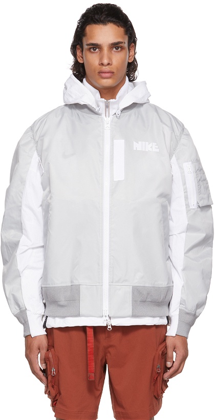 Photo: Nike Grey Sacai Edition Bomber Jacket